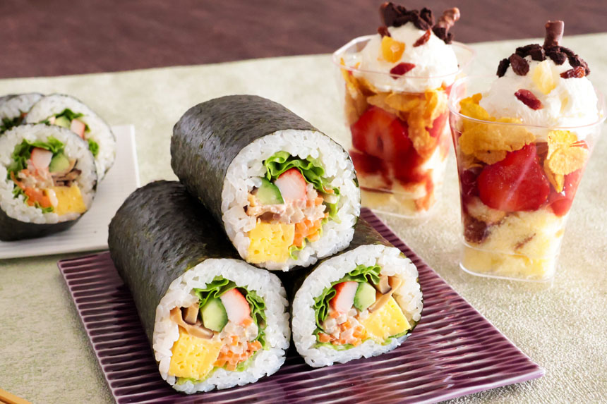 【恵方巻】サラダ巻2本＆見た目がかわいい鬼!?のデザートづくり